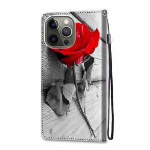 Leren Hoesje voor iPhone 13 Pro Max Rozerood