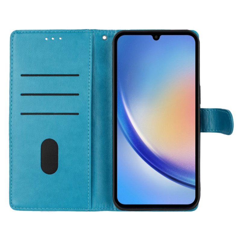 Bescherming Hoesje Samsung Galaxy S26 Plus Bloemen- En Vlinderontwerp En Sleutelkoord