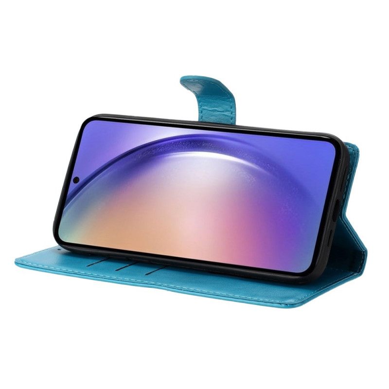 Bescherming Hoesje Samsung Galaxy S26 Plus Bloemen- En Vlinderontwerp En Sleutelkoord