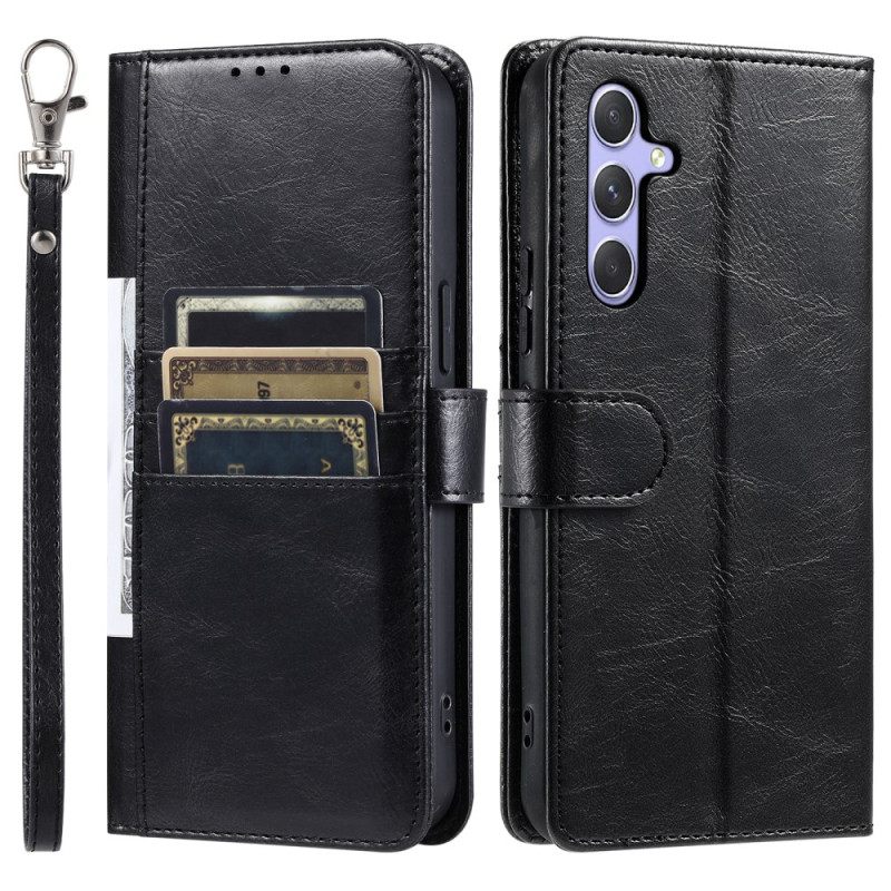 Flip Case Leren Samsung Galaxy S26 Plus 6 Kaartsleuven En Polsbandje