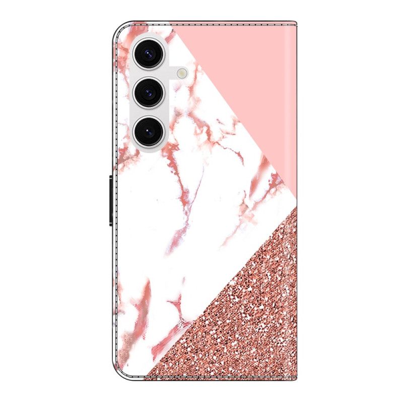 Flip Case Leren Samsung Galaxy S26 Plus Driehoekig Marmerpatroon
