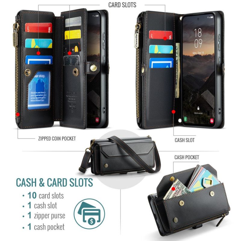 Folio-hoesje Samsung Galaxy S26 Plus Telefoonhoesje 10 Caseme-kaarten Houders