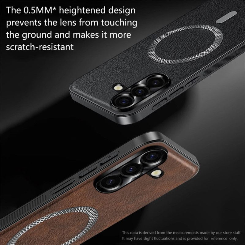 Hoesje Samsung Galaxy S26 Plus Lensframe Met Lederlook En Metalen Frame