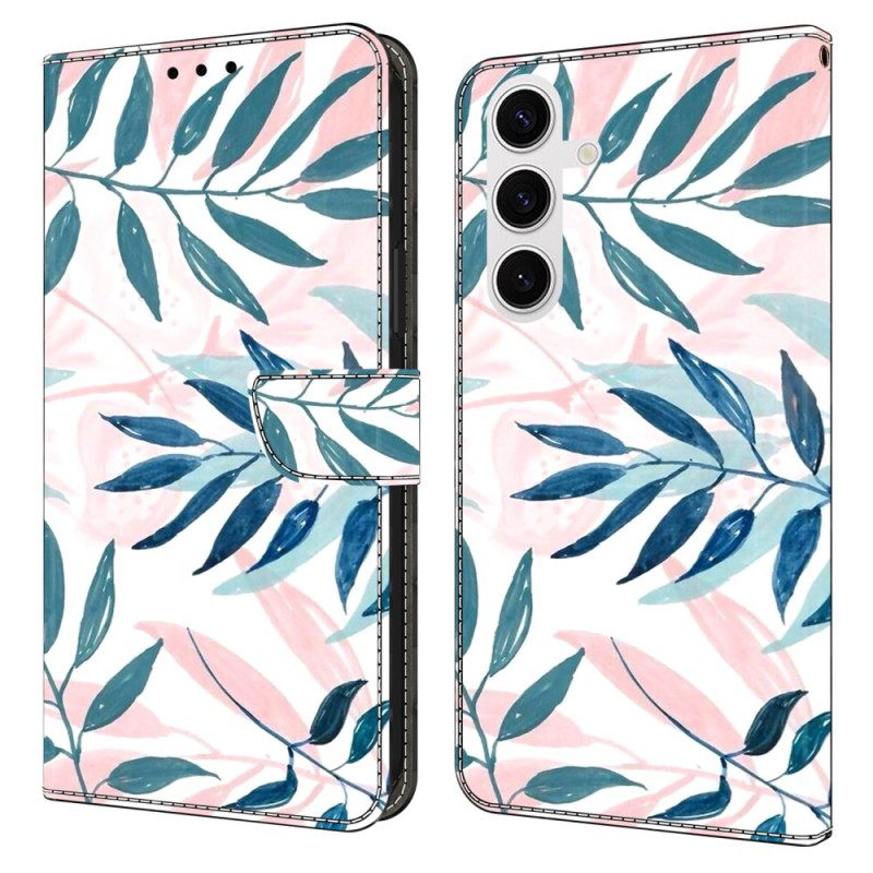 Leren Hoesje Samsung Galaxy S26 Plus Aquarelbladeren
