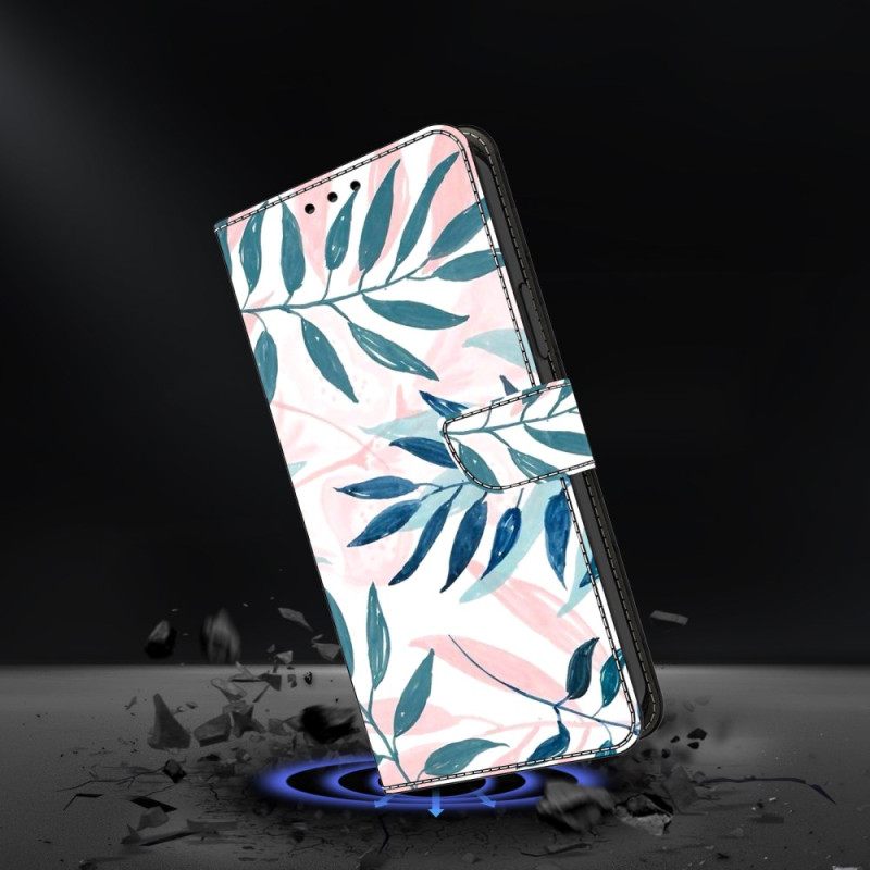 Leren Hoesje Samsung Galaxy S26 Plus Aquarelbladeren