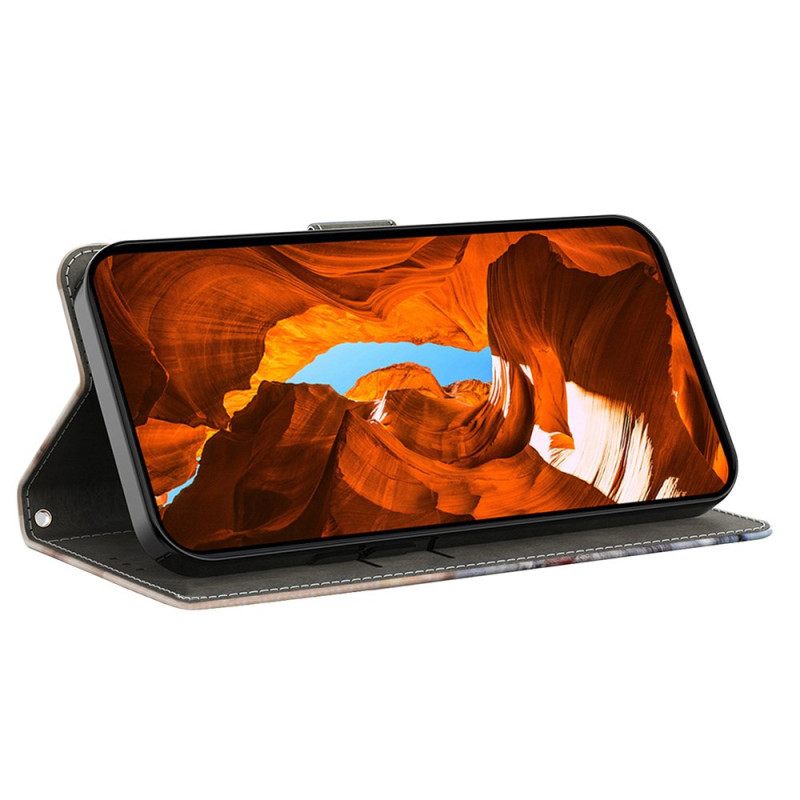 Leren Hoesje Samsung Galaxy S26 Plus Bloemenpatroon Bescherming Hoesje