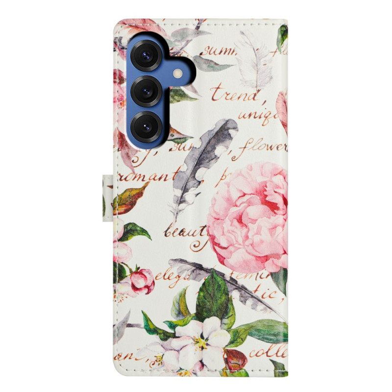 Leren Hoesje Samsung Galaxy S26 Plus Bloemenpoëzie Bescherming Hoesje