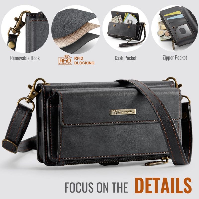 Leren Hoesje Samsung Galaxy S26 Plus Caseme Rfid-bescherming En Schouderband