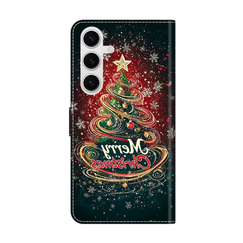 Leren Hoesje Samsung Galaxy S26 Plus Kerstboom Bescherming Hoesje