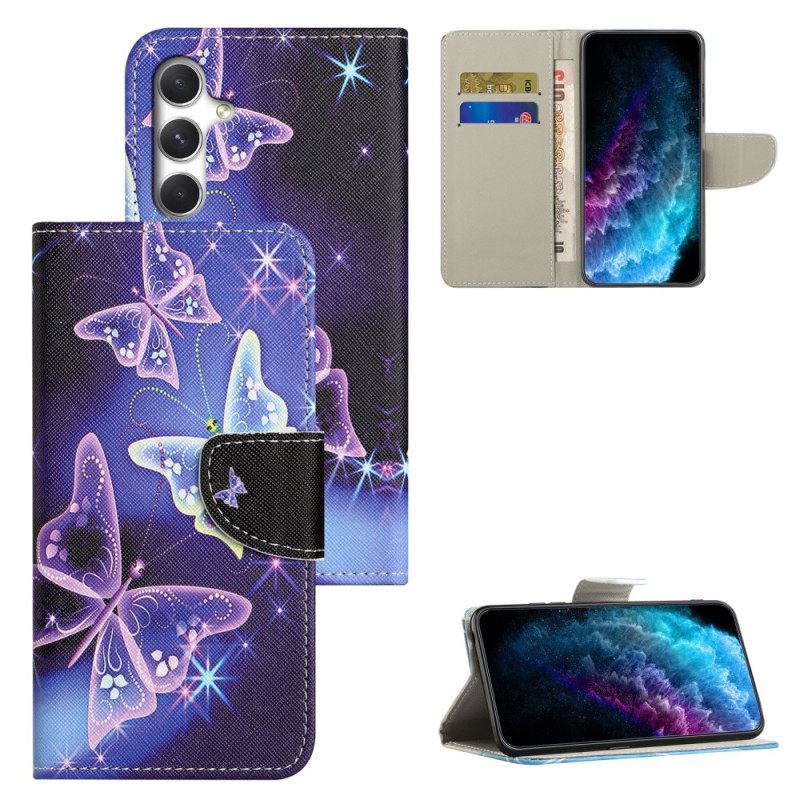 Leren Hoesje Samsung Galaxy S26 Plus Sprankelende Vlinders