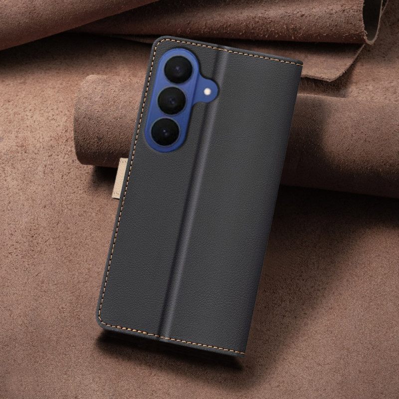 Leren Hoesje Samsung Galaxy S26 Plus Tweekleurige Binfen Kleur Bescherming Hoesje