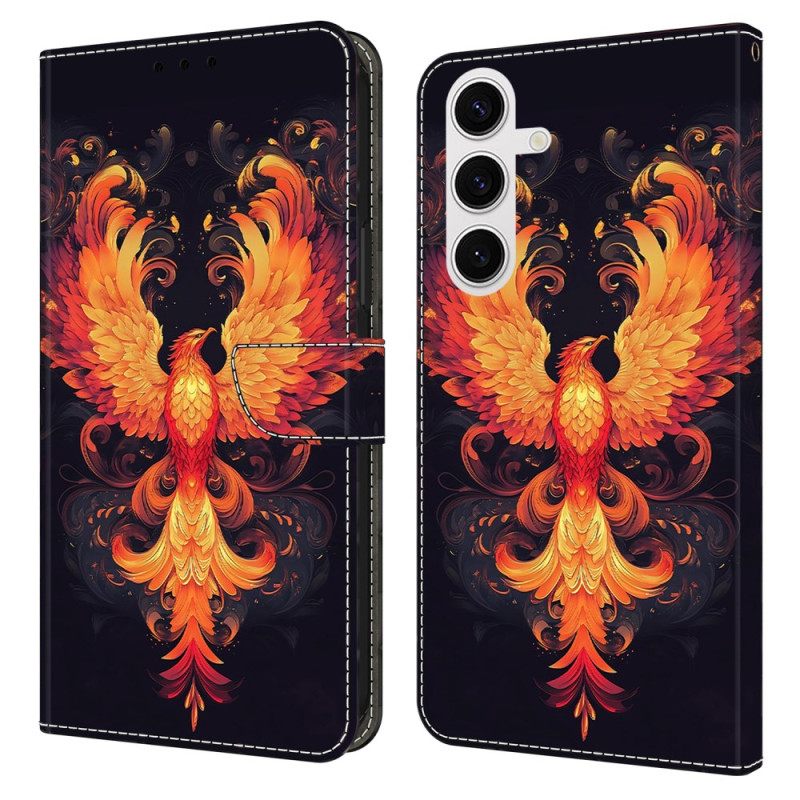Leren Hoesje Samsung Galaxy S26 Plus Vlammende Vogel Bescherming Hoesje