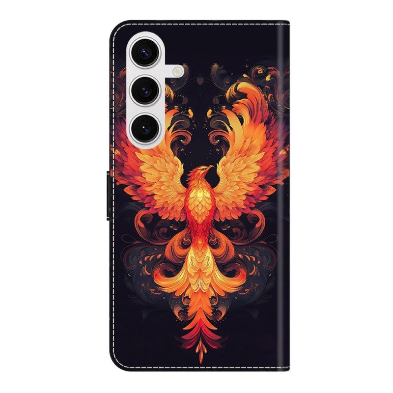 Leren Hoesje Samsung Galaxy S26 Plus Vlammende Vogel Bescherming Hoesje