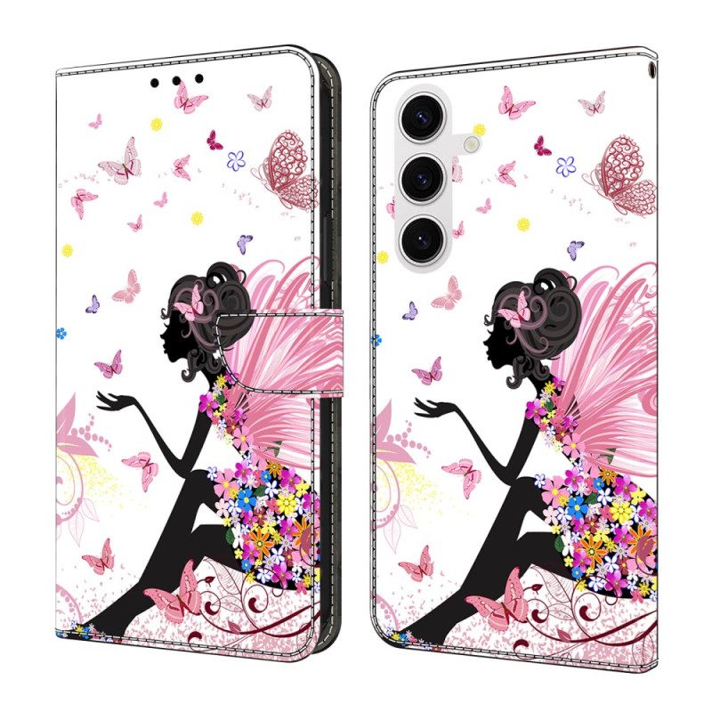 Leren Hoesje Samsung Galaxy S26 Plus Vlindervrouw Bescherming Hoesje