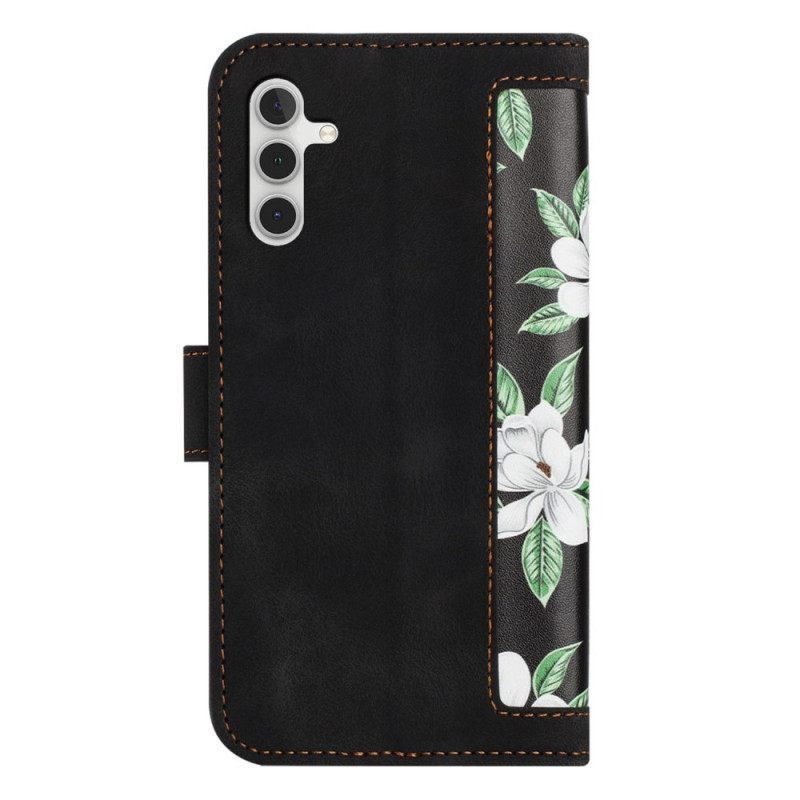 Leren Hoesje Voor Samsung Galaxy S26 Plus Bloemen Met Bandje