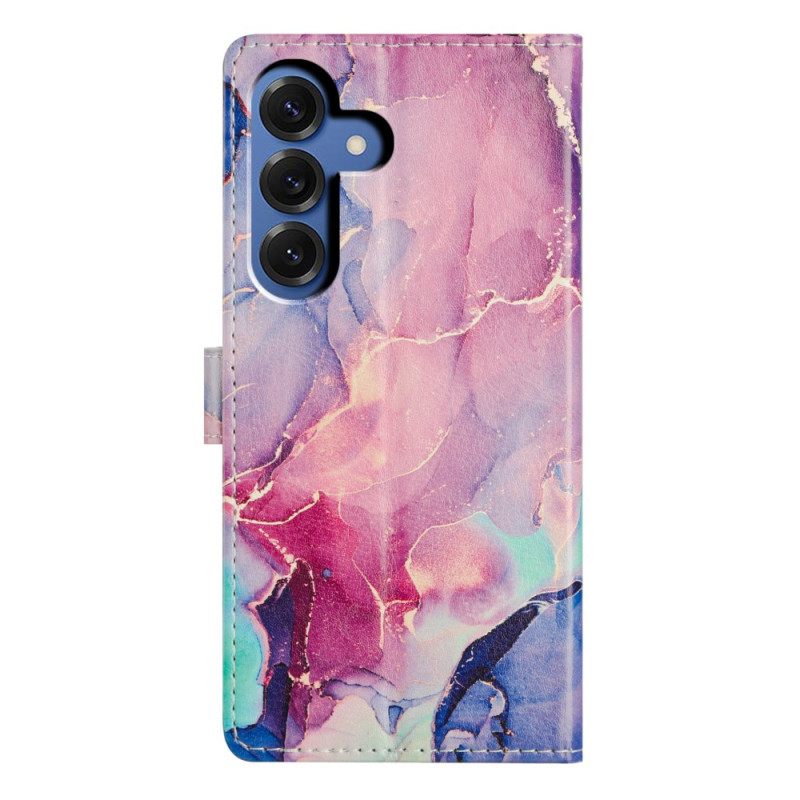 Leren Hoesje Voor Samsung Galaxy S26 Plus Gekleurd Marmer