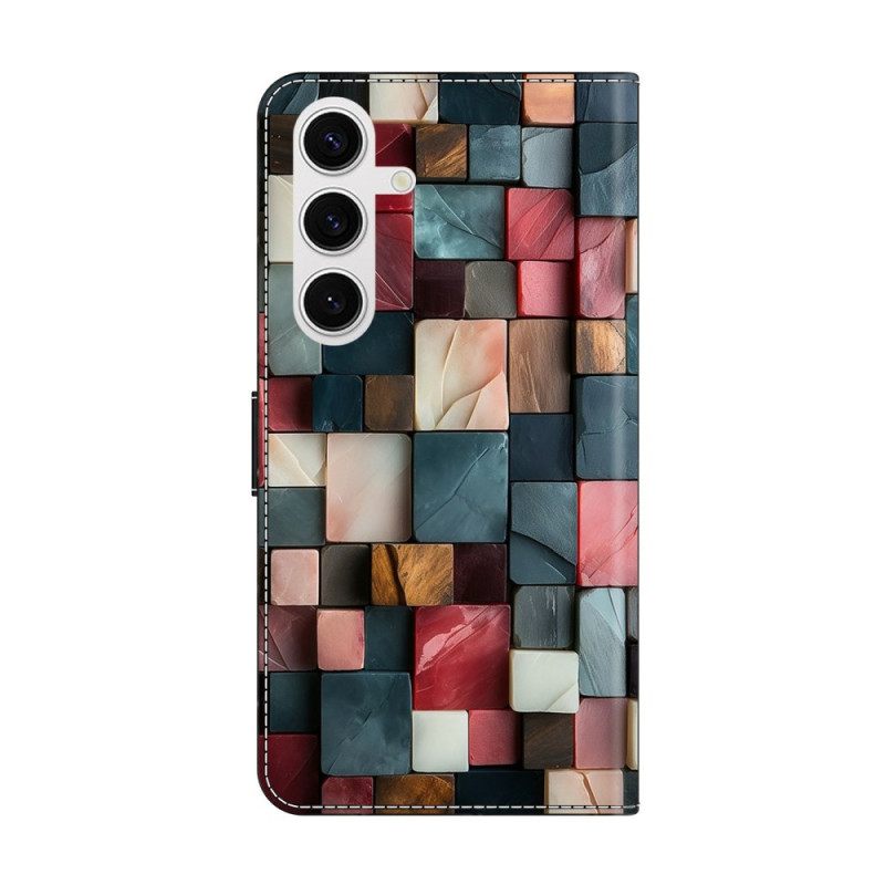 Leren Hoesje Voor Samsung Galaxy S26 Plus Gekleurde Bakstenen