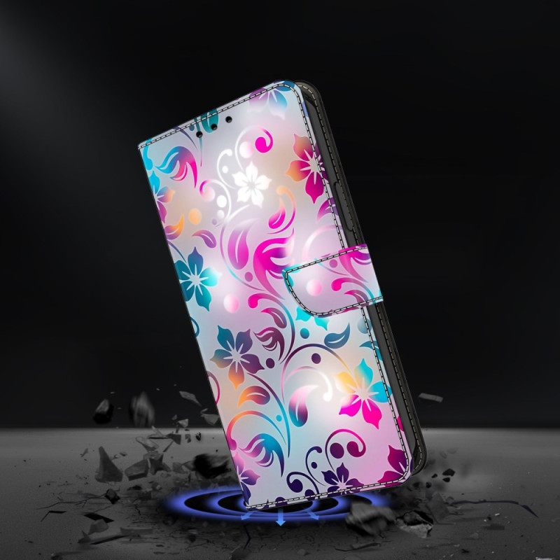 Leren Hoesje Voor Samsung Galaxy S26 Plus Handgemaakte Bloemen