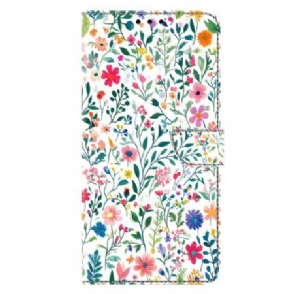 Leren Hoesje Voor Samsung Galaxy S26 Plus Klein Bloembed