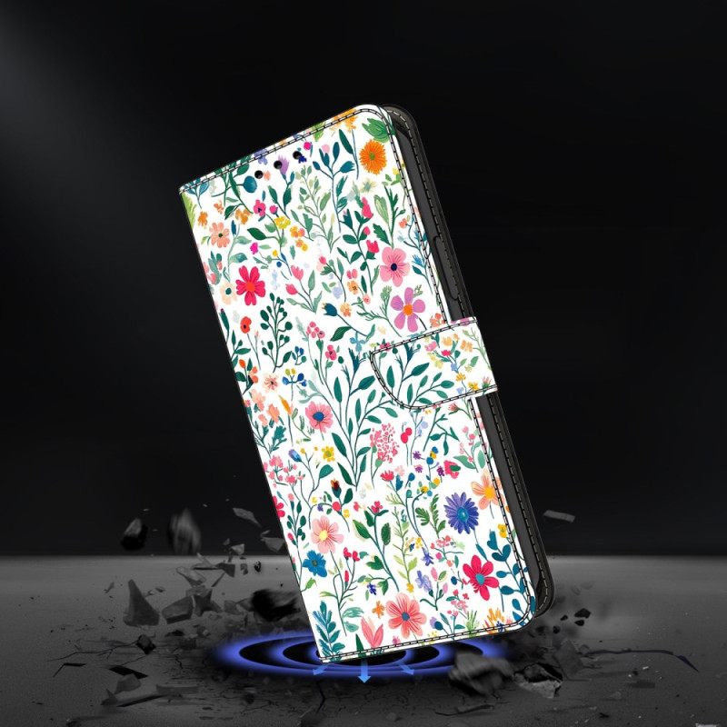 Leren Hoesje Voor Samsung Galaxy S26 Plus Klein Bloembed