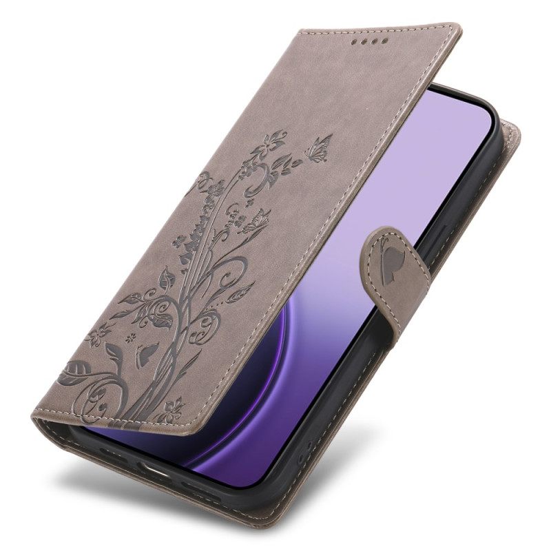 Leren Hoesje Voor Samsung Galaxy S26 Plus Kleine Bloemen
