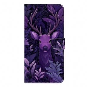 Leren Hoesje Voor Samsung Galaxy S26 Plus Paars Hertmotief