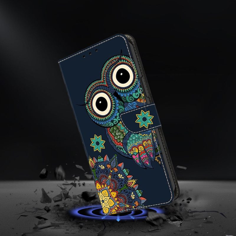 Leren Hoesje Voor Samsung Galaxy S26 Plus Uilenmandala-patroon