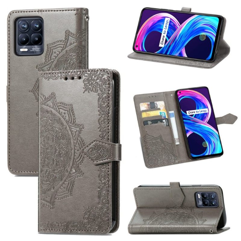 Flip Case voor Realme 8 / 8 Pro Mandala-reliëf In Kunstleer