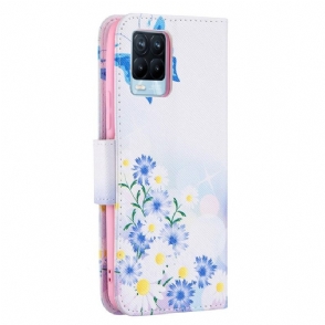 Folio-hoesje voor Realme 8 / 8 Pro Vlinder En Madeliefjes