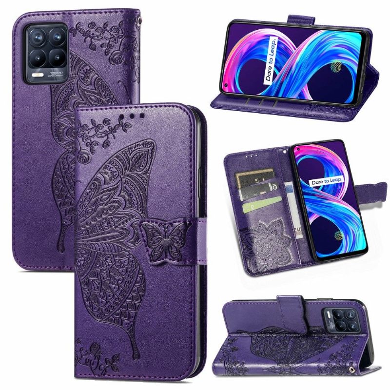 Folio-hoesje voor Realme 8 / 8 Pro Vlinder Met Reliëf