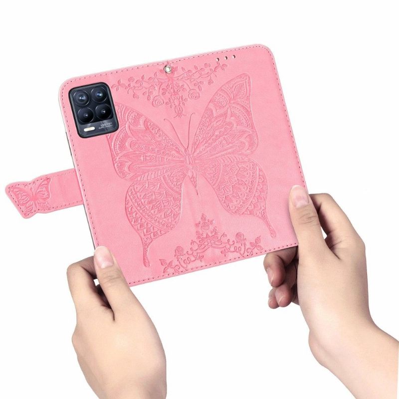 Folio-hoesje voor Realme 8 / 8 Pro Vlinder Met Reliëf