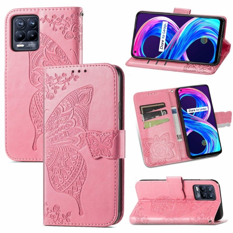 Folio-hoesje voor Realme 8 / 8 Pro Vlinder Met Reliëf