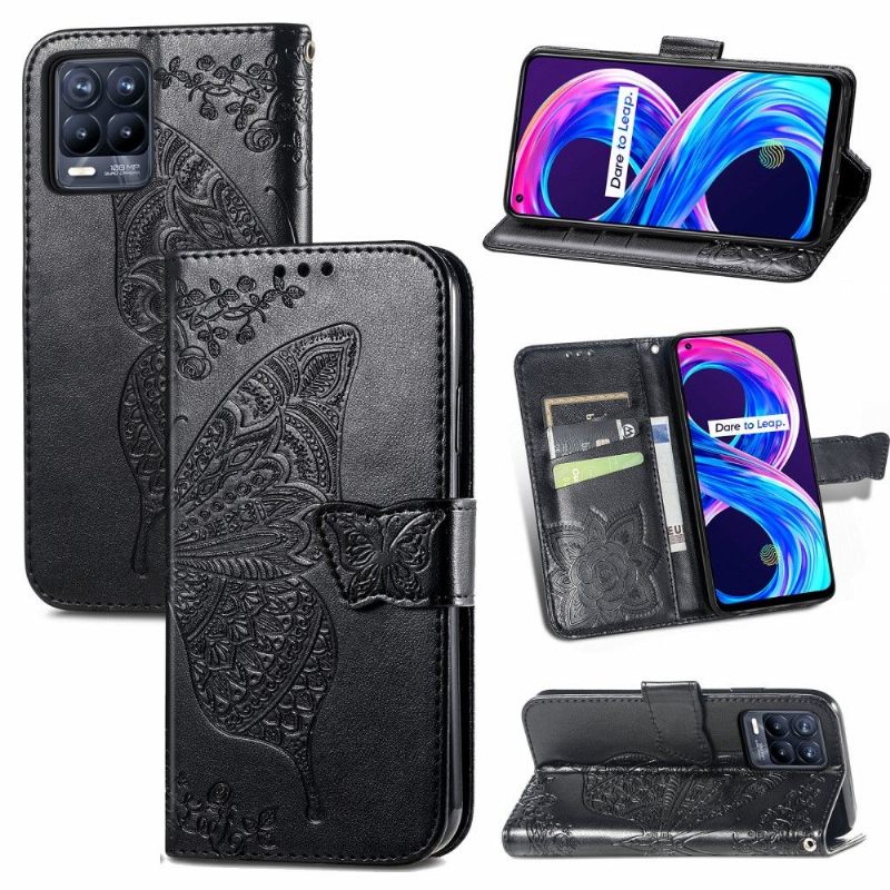 Folio-hoesje voor Realme 8 / 8 Pro Vlinder Met Reliëf