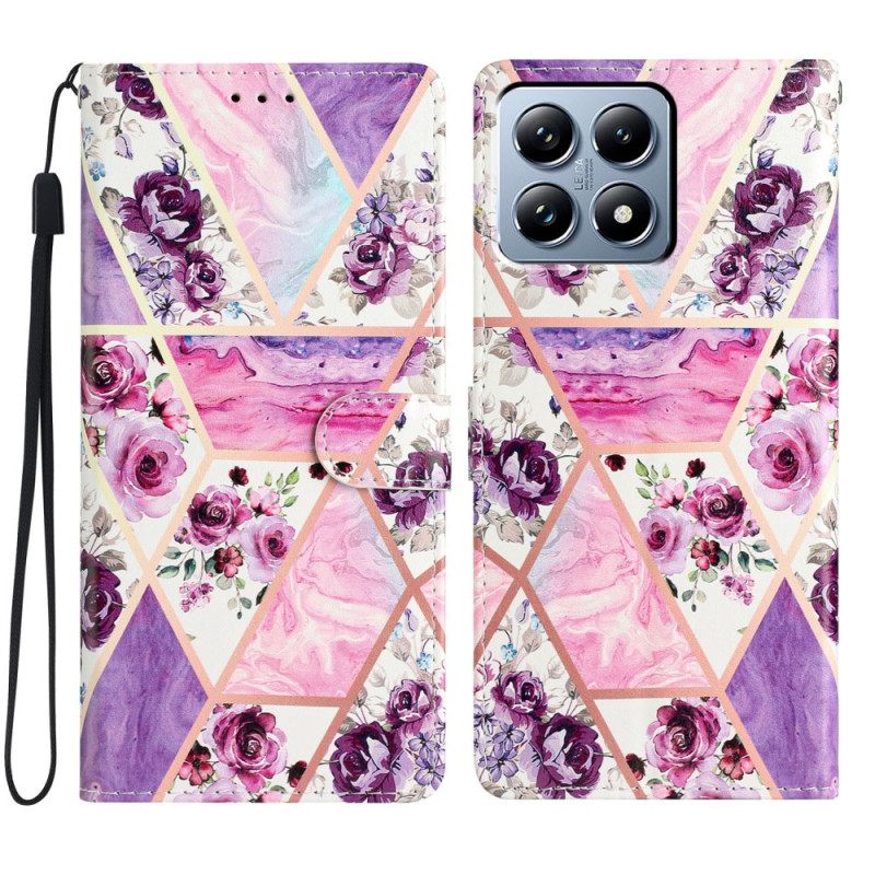 Flip Case Leren Xiaomi 15t Paars Bloemenpatroon