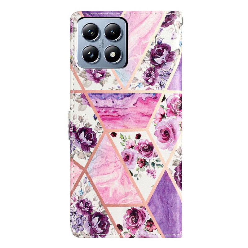 Flip Case Leren Xiaomi 15t Paars Bloemenpatroon