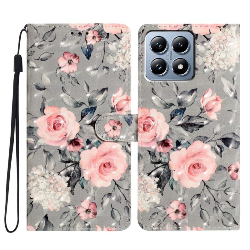 Flip Case Leren Xiaomi 15t Roze Bloemen