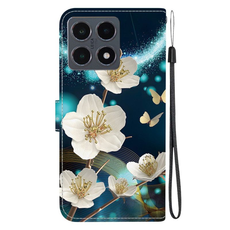 Flip Case Leren Xiaomi 15t Wit Magnolia's