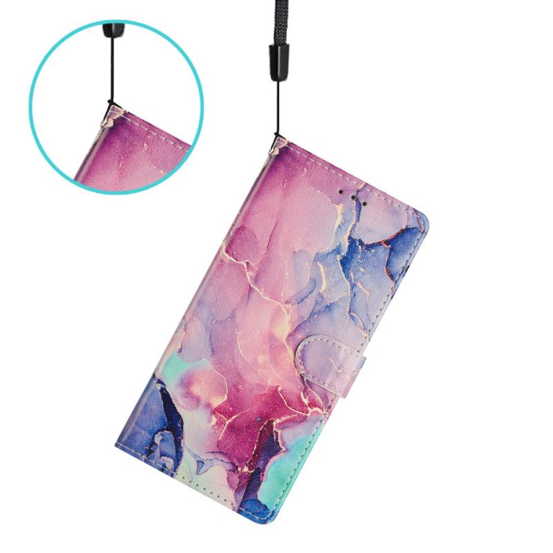 Folio-hoesje Xiaomi 15t Telefoonhoesje Groen En Roze Marmer