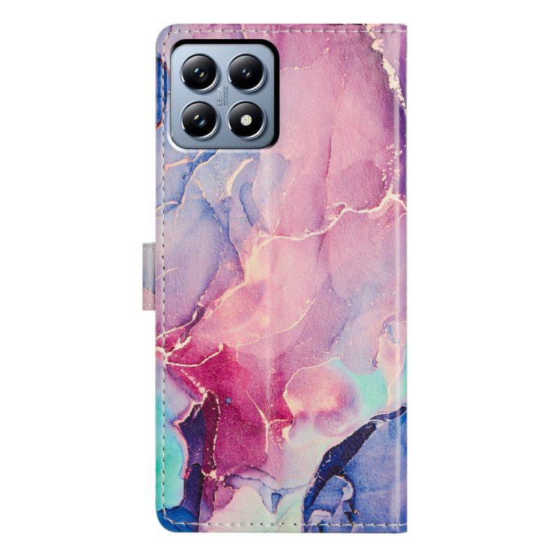 Folio-hoesje Xiaomi 15t Telefoonhoesje Groen En Roze Marmer