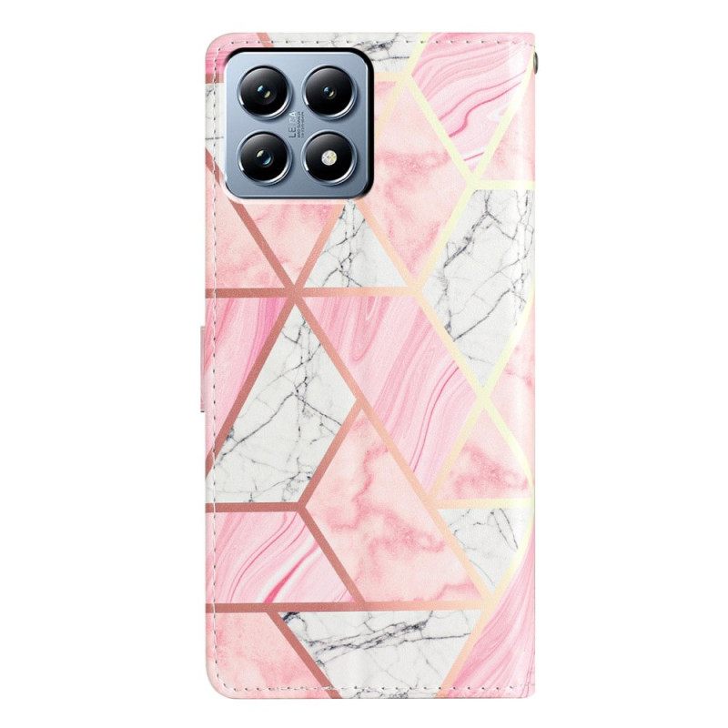 Folio-hoesje Xiaomi 15t Telefoonhoesje Roze Marmer