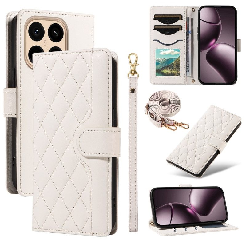 Leren Hoesje Voor Xiaomi 15t Gewatteerd Met Bandje En Schouderband