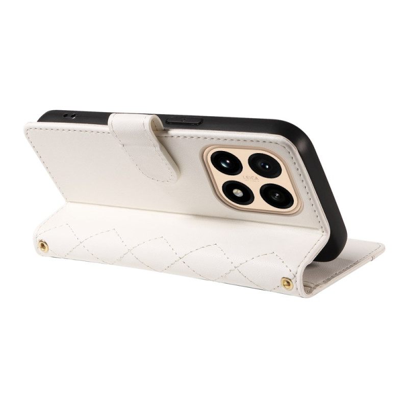 Leren Hoesje Voor Xiaomi 15t Gewatteerd Met Bandje En Schouderband