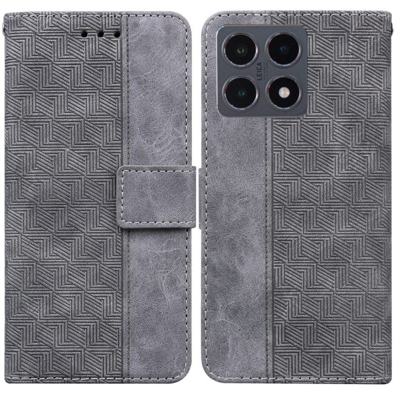 Leren Hoesje Voor Xiaomi 15t Geweven Patroon