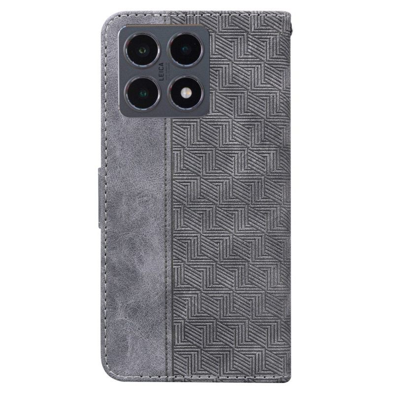 Leren Hoesje Voor Xiaomi 15t Geweven Patroon