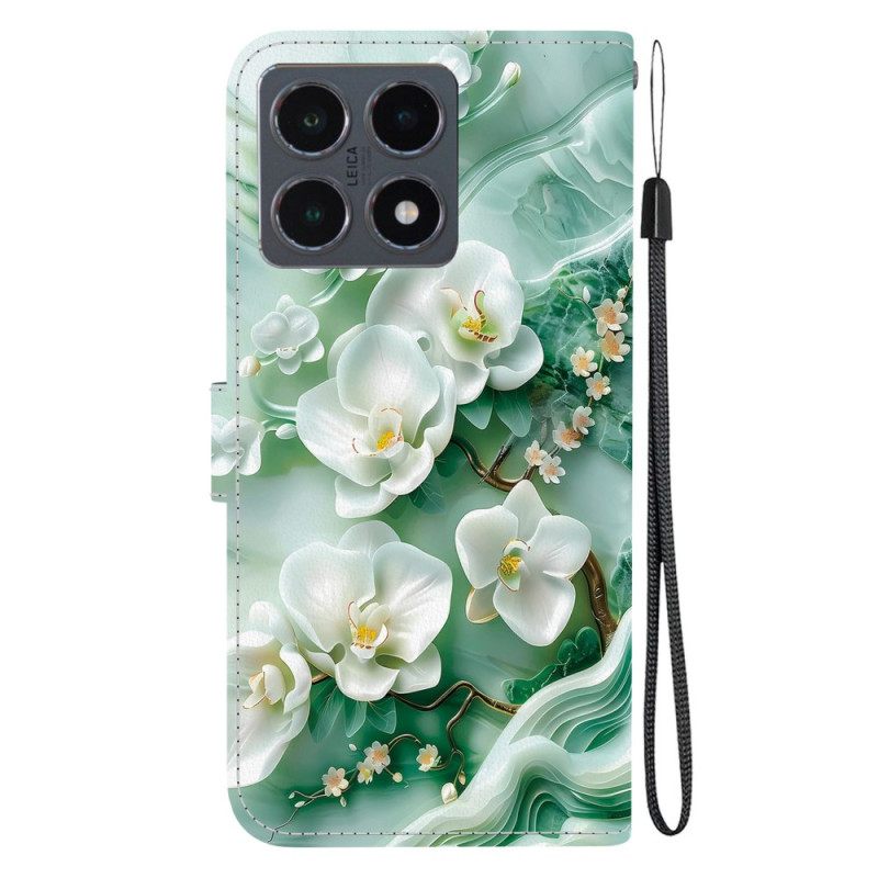 Leren Hoesje Voor Xiaomi 15t Jade Bloemen