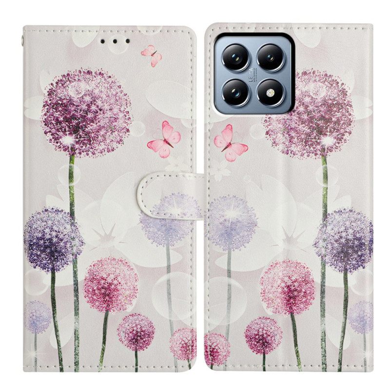 Leren Hoesje Voor Xiaomi 15t Paardenbloemen