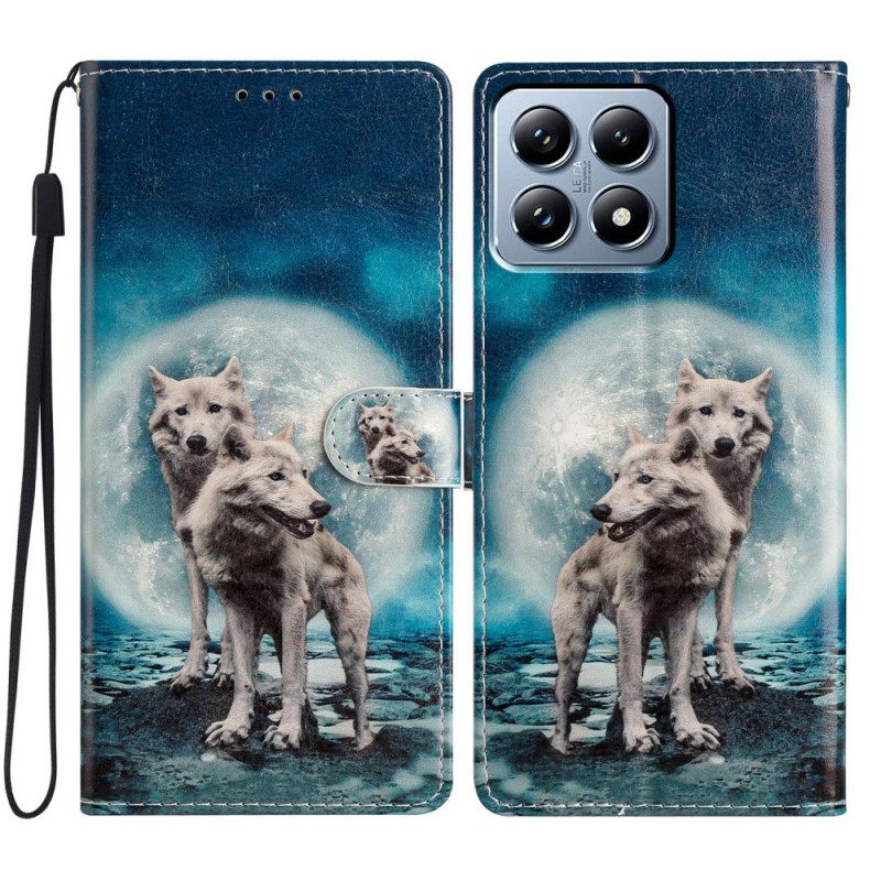 Leren Hoesje Voor Xiaomi 15t Twee Wolven