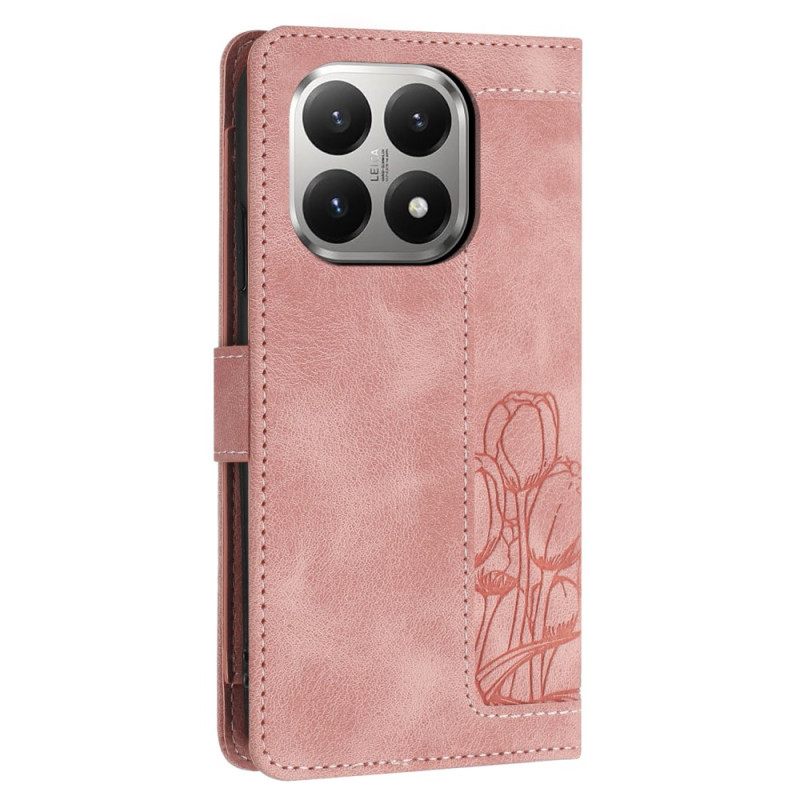 Leren Hoesje Xiaomi 15t 5 Kaarthouders Met Bloemenprint