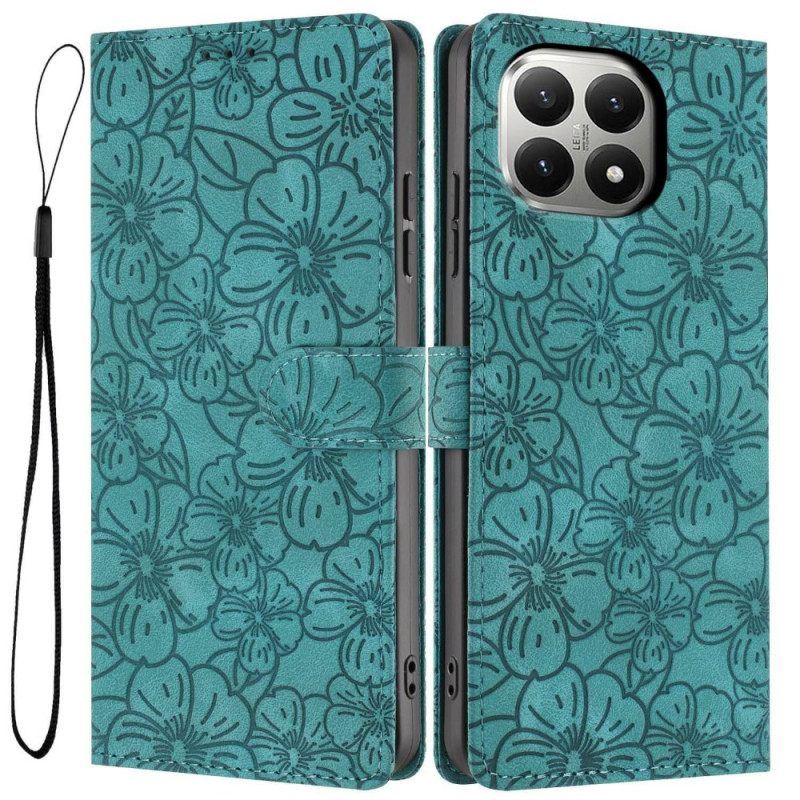 Leren Hoesje Xiaomi 15t Bloemengravure