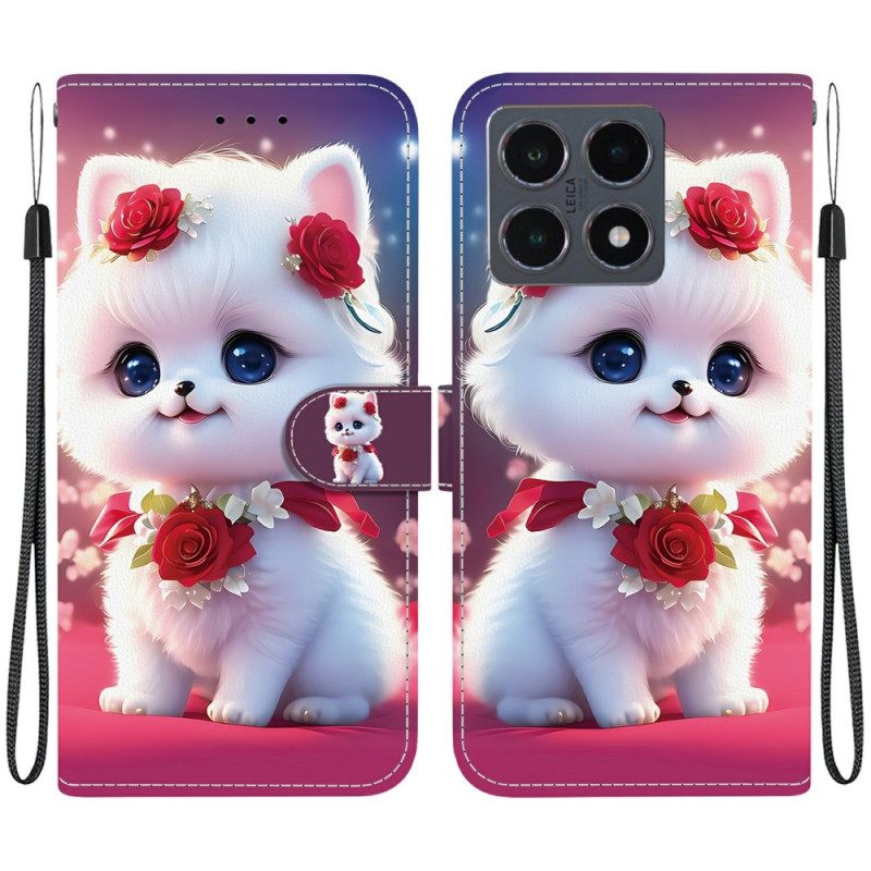 Leren Hoesje Xiaomi 15t Kat En Rozen Bescherming Hoesje